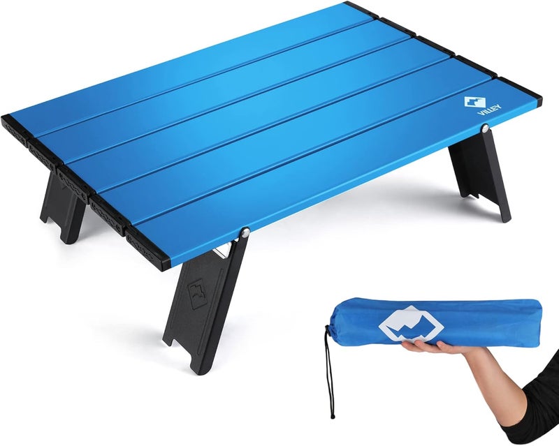 VILLEY Portable Mini Folding Beach Table, Ultralight Aluminum Side Table with Carry Bag for Camping, Picnics, and Outdoor Activities - Image 1